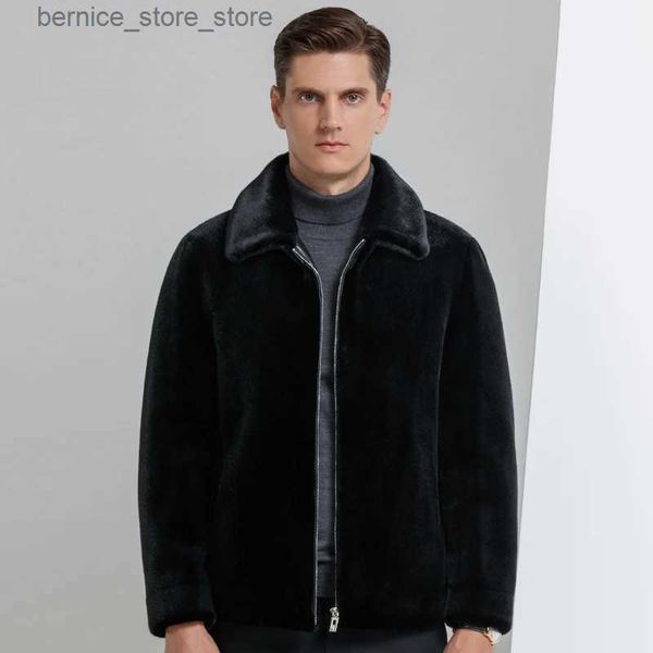 Casaco Masculino De Pele De Pele Falso YN-217 Outono E Inverno Natural Mink Fleece Engrossado Para Homens High End Genuíno Casaco De Moda Casual Polo