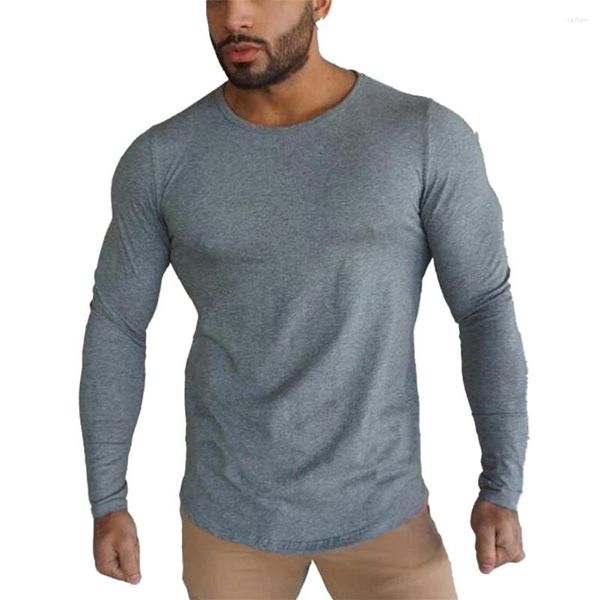 Homens Camisetas Homens Manga Longa T-shirt Muscle Top Undershirt Crew Neck Tee Básico Pulôver Tops Tees Roupas Moda