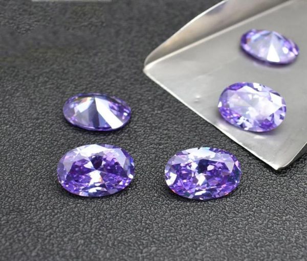 Lavendelfarbener Stein, 8 Größen, 23 mm bis 46 mm, oval, maschinell geschnittener kubischer Zirkon, synthetische, lose Edelsteinperlen für die Schmuckherstellung, 500 Stück 1559242