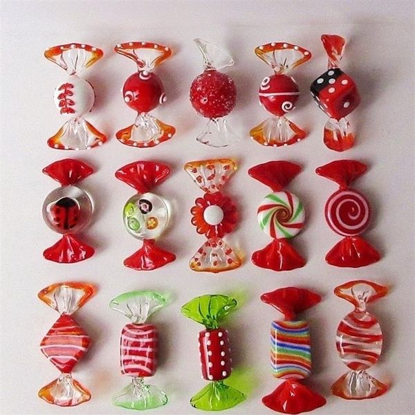 15 PCS Murano El Yapımı Kırmızı Cam Şeker Pop Art Noel Süs Kolye Masa Dekoru Ev Dekor Masa Masası Parti Favors 201203234p