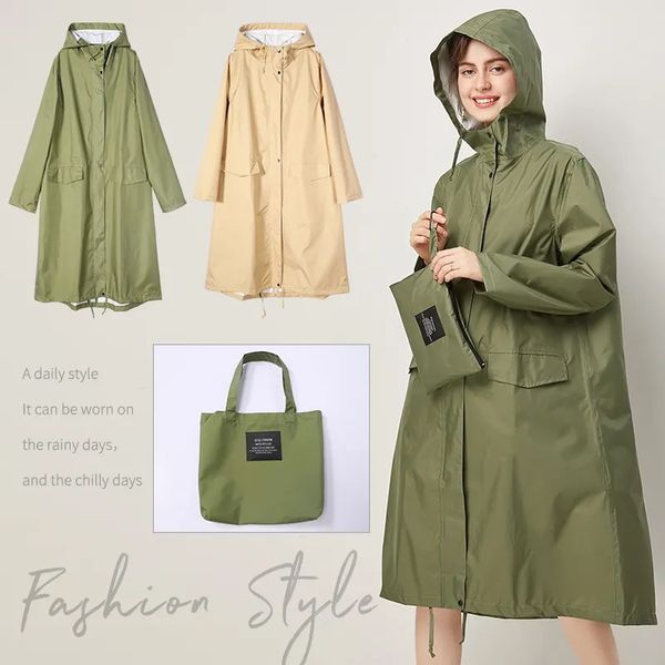 Frauen Regenmantel Lange Regenbekleidung Männer Regen Mantel Undurchlässiger Poncho Japan Wasserdichte Cape Abdeckung Mit Kapuze Universal 231225