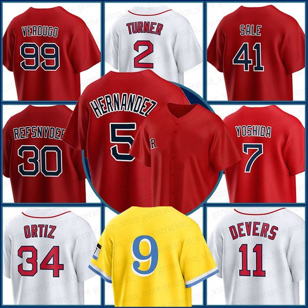 Trevor Story Enrique Hernandez Red Sox Baseball -Trikot Rafael Devers David Ortiz Justin Turner Masataka Yoshida Alex Verdugo Chris Sale Adam Duvall