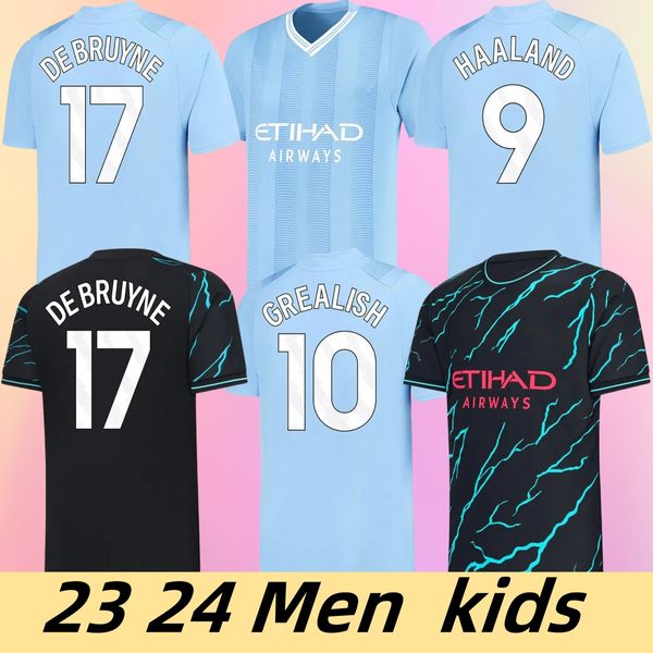 HAALAND GVARDIOL FUSSBALLJERSEYS GREALISH BERNARDO MANS CITIES 23 24 Fans Spielerversion DE BRUYNE FODEN RODRIGO ALVAREZ 2024 Fußball-Oberteil-Shirt Kinder-Set