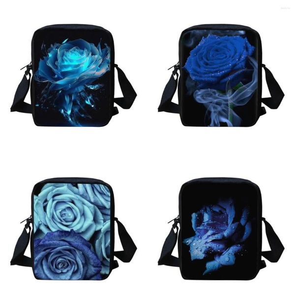 Akşam çantaları belenome mavi gül çiçek tasarım küçük çanta seyahat kızlar çapraz vücut kadın omuz taşınabilir çocuk okul