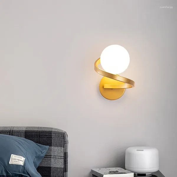 Wandlampen moderne Glaslampe Eisen -Spirallinie Kugel Beleuchtung Leuchten Schlafzimmer Esszimmer Nachteile Kulisse Home Dekoration Vorrichtung