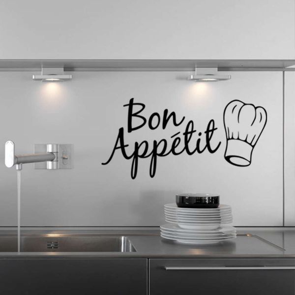 Bon Appetit Food Wall Setors Restaurante Decoração da sala de cozinha Diy Vinyl Adesivo de Paredes Decalques de Arte Documentos de Posters de Arte