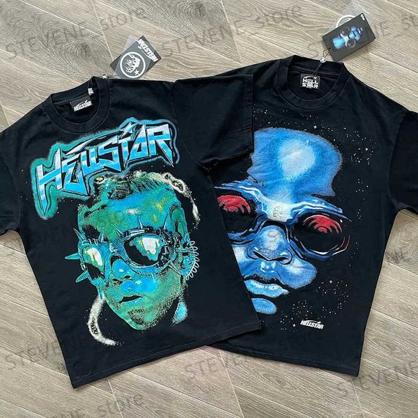 Erkek Tişörtler Siyah Hellstar Erkekler Gözlükleri T-Shirts Erkek Kadınlar 1 1 En Kalite Gelecek Kısa Kollu T231214