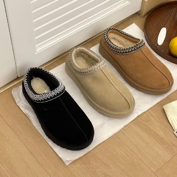 Tasman Terlik Kestane Kürk Slaytları Avustralya Koyun Derisi Shearling Klasik Katırlar Kadınlar Ultra Mini Platform Bot Slip-On Ayakkabıları Moda Trend Tazman Tazm