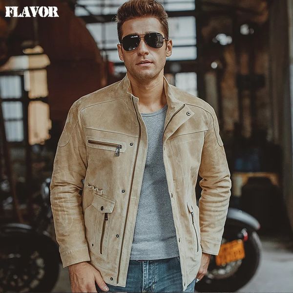 Couro de couro masculino Couro Faux S-6xl Men's Pigskin Beige Real Leather Jacket Motorcycle Jackets de couro genuíno de inverno Casaco de inverno Men 231213