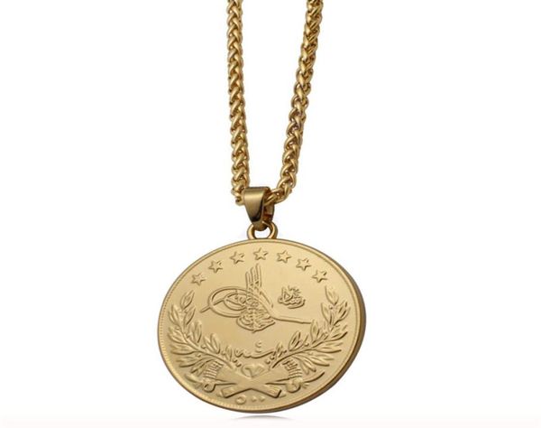 ZKD ислам арабская монета золотого цвета турецкие монеты кулон ожерелье мусульманские османские монеты ювелирные изделия251H6634127