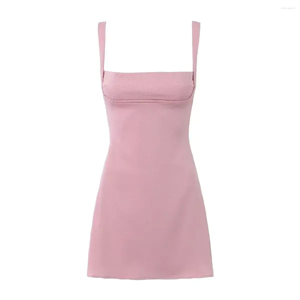 Casual Kleider Rosa Satin Elegante Kleider Geburtstag Für Frauen A-Linie Kleid Sexy Spaghetti Strap Abschlussfeier Frauen Weibliche Kleidung