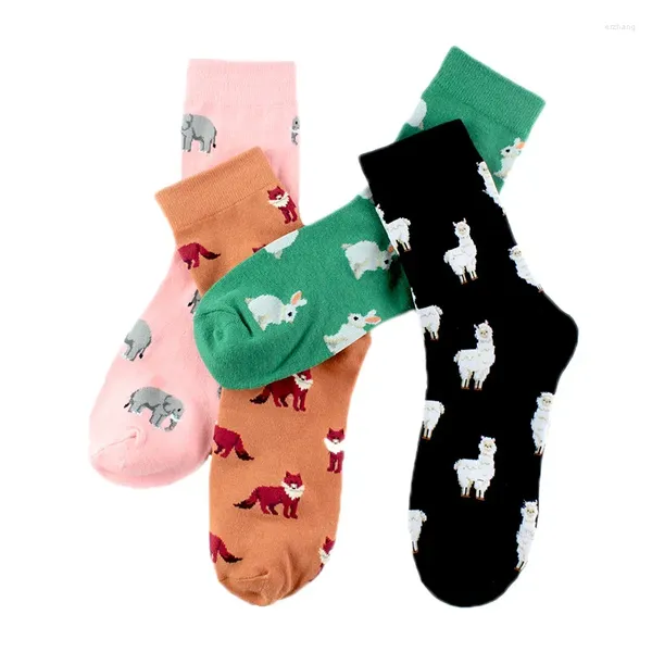 Frauen Socken Alpaka Tier Schaf Cartoon Druck Kreative Personalisierte Neuheit Nette Winter Weibliche Warme Bequeme Baumwolle Socke