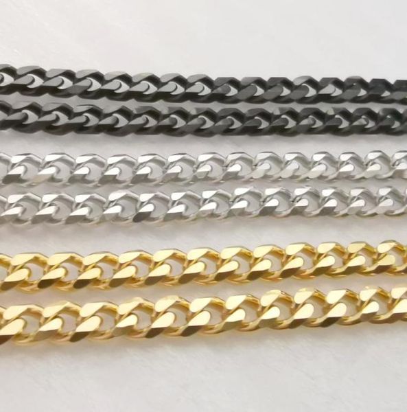 Lotto 5 metri alla rinfusa 5MM neroargento oro acciaio inossidabile Curb Link Chain risultati gioielli marcatura braccialetto collana fai da te8860523