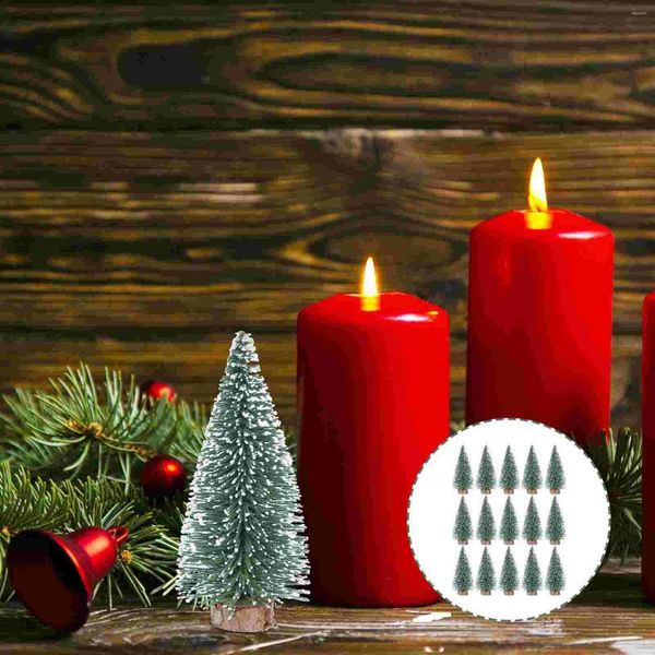 Noel dekorasyonları 15 adet mini ağaç Noel masaüstü sahte ağaçlar dekor ahşap çocuk küçük çam ahşap taban parti ile