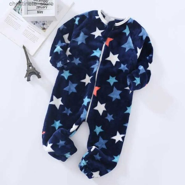 Pijamas 2022 outono inverno flanela saco de dormir bonito terno de inverno infantil macio pijama de uma peça para infantil anti-chute bebê menina macacão r231214