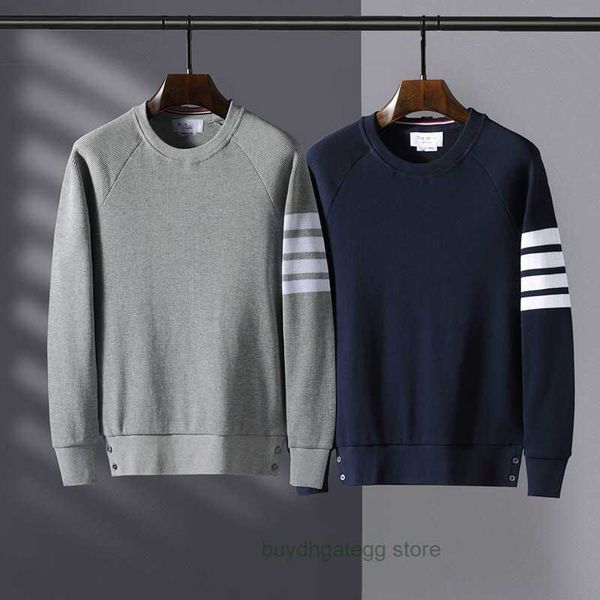 Männer und Frauen Pullover Mode Designer Thombrownsweatshirt Waffel Neue Marke Rundhals Pullover Langarm Vier Bar Koreanische Casual Mantel