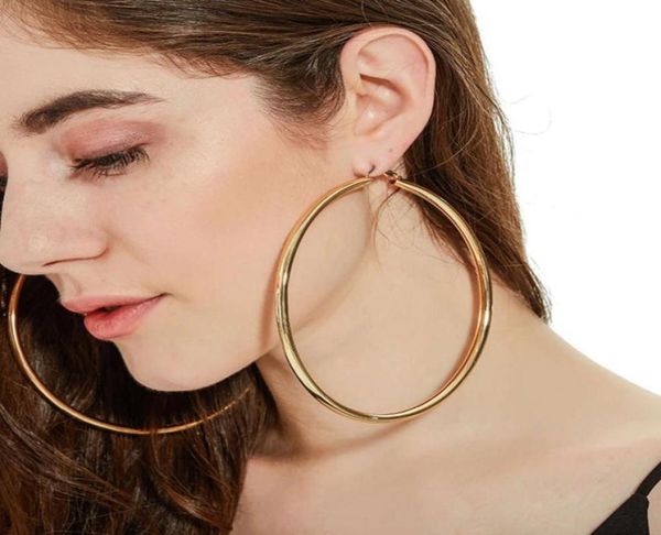Frauen, woholale 18K Gold gefüllt 110 mm großer Kreisoop -Ohrringe glatt große Hoop -Ohrringe59449458838228