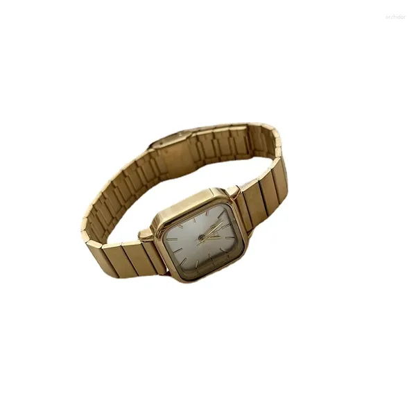 Relógios de pulso roupas preto bambu pequeno mostrador quadrado relógio feminino ins simples elegante presente de alto sentido