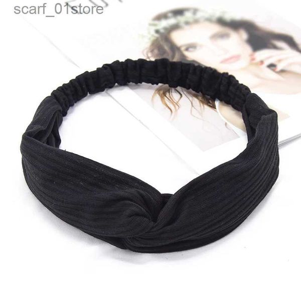 Chapeaux Accessoires Cheveux Femmes Été Coton Bandeau Vintage Croix Noeud Élastique Bandes De Cheveux Doux Solide Fille Respirant Haiand Headwear Hair AccessoriesL231214