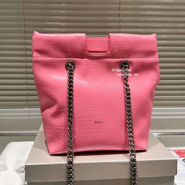 Luxuriöse Trash-Einkaufstaschen, Damenhandtasche, rosa Designer-Einkaufstasche, große Tasche aus echtem Leder, Kette, Schulter-Umhängetaschen mit Box