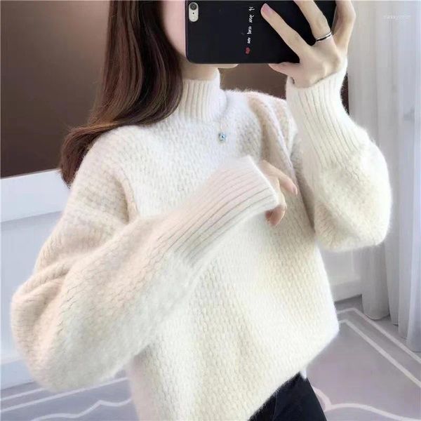 Frauenpullover 2023 Herbst Winter Kleidung Koreanische Dick Gestrickte Frauen Büro Top Design Lose Jumper Bodenbildung Shirts Elegante 28804