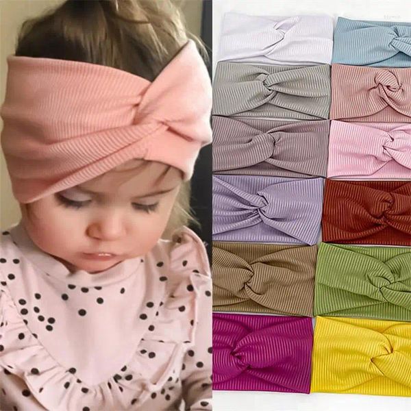 Acessórios de cabelo primavera verão cor sólida bebê bandana meninas torcido atado macio elástico menina headbands