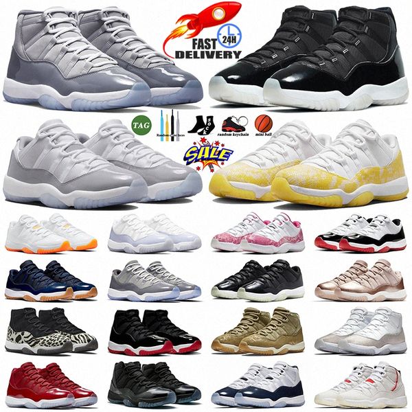 Jumpman 11 Low Basquete Sapatos Homens Mulheres 11s High DMP Cereja Cool Cinza Cimento Cap e Vestido Criado Gamma Azul Rosa Mens Treinadores Esportivos Sapatilhas E84r #