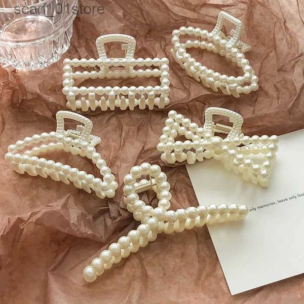 Copricapo Accessori per capelli Eleganti Perle Perline Forcina per donna Moda geometrica Capelli Cl Barrettes Copricapo Equiseto Fermagli per capelli Accessori per granchio per capelliL231214