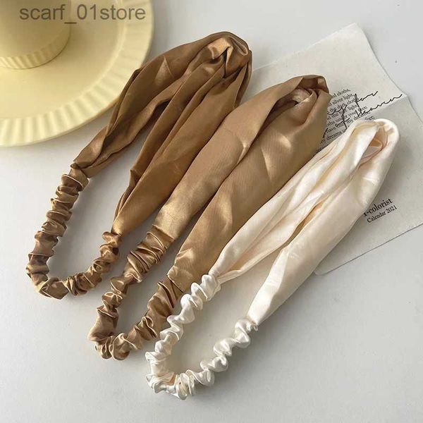 Copricapo Accessori per capelli Moda Donna Fasce per capelli incrociate in raso di seta Fasce per donna vintage Caffè bianco Grigio Fascia elastica per capelli Copricapo Accessori per capelliL231214