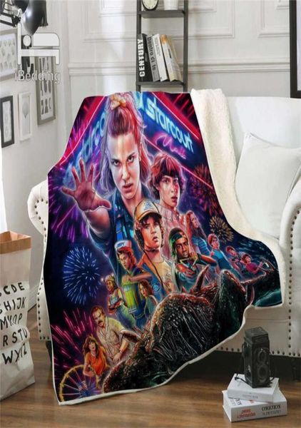 Novo filme de terror StrangerThings Premium Throw Blanket Impressão sob demanda Sherpa Cobertores para Sofá Personalizado DIY Pelúcia Colcha Fina H01518434