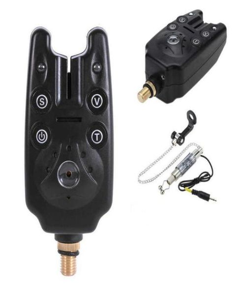 1 PC 2 LED Tom ajustável Sensibilidade de volume Alerta sonoro Alarme de mordida de pesca Alarme de pesca resistente à água Vara de pesca Swingers H103201964