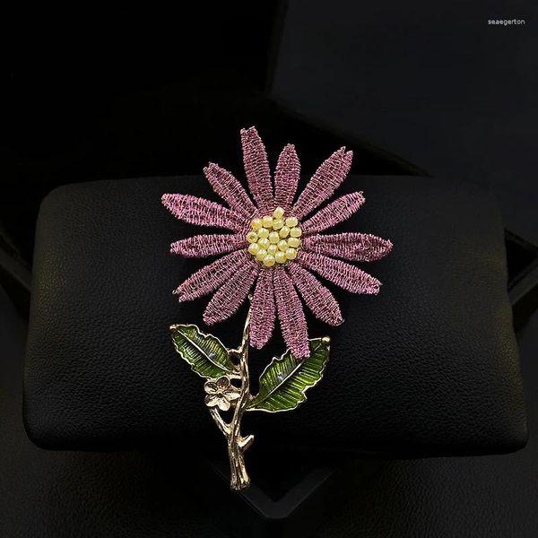 Broş 1753 ağır endüstri el yapımı bakır tel işlemeli çiçek broş zarif üst düzey vintage korsaj pimi giyim aksesuarları