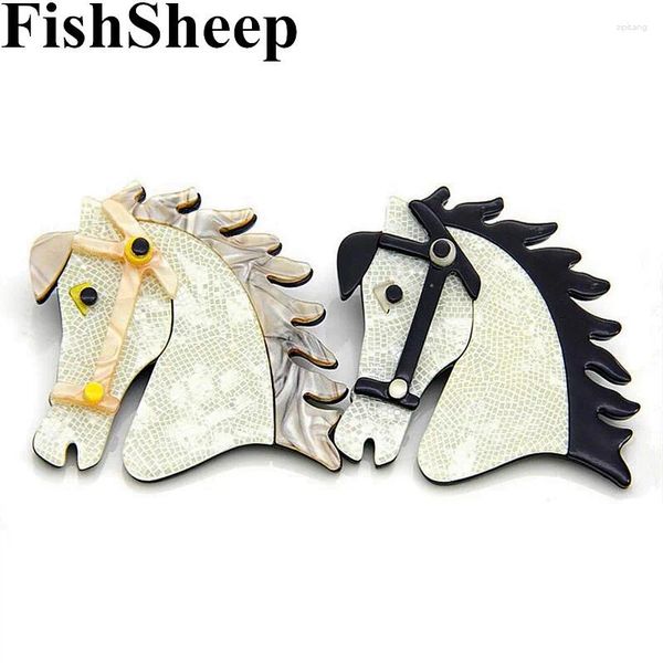 Broches fishsheep 2 cores acrílico cavalo animal pinos para mulheres homens unissex broche criativo acessórios de roupas moda jóias