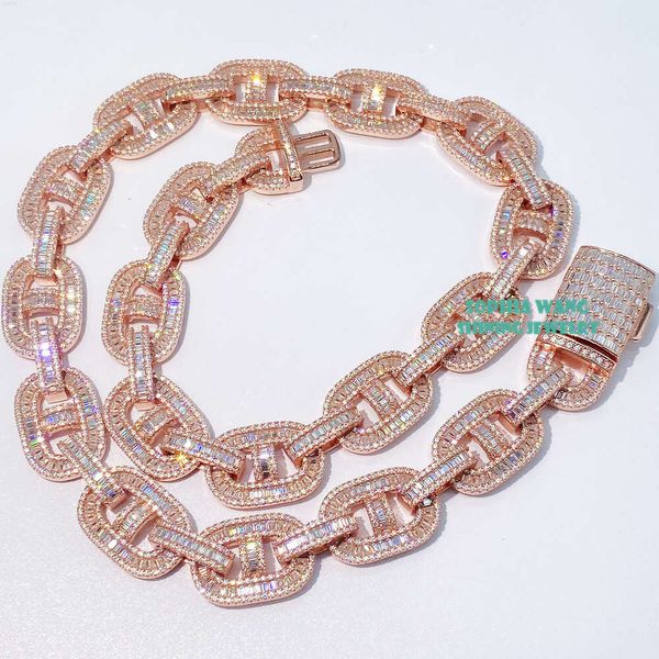 Оптовая 15 -миллиметровая мужская кубинская ожерелье для звена Хип -хоп 14K 18K золотой кубинская связь Diamond Moissanite Chain для мужчин