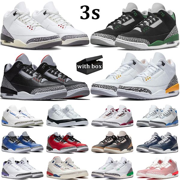 Con Box uomo donna 3s bScarpe da basket Fear White Cement Lucky Green Cardinal Red UNC Free Throw Line Varsity Royal Racer Blue Court Viola sneaker trainer da ginnastica