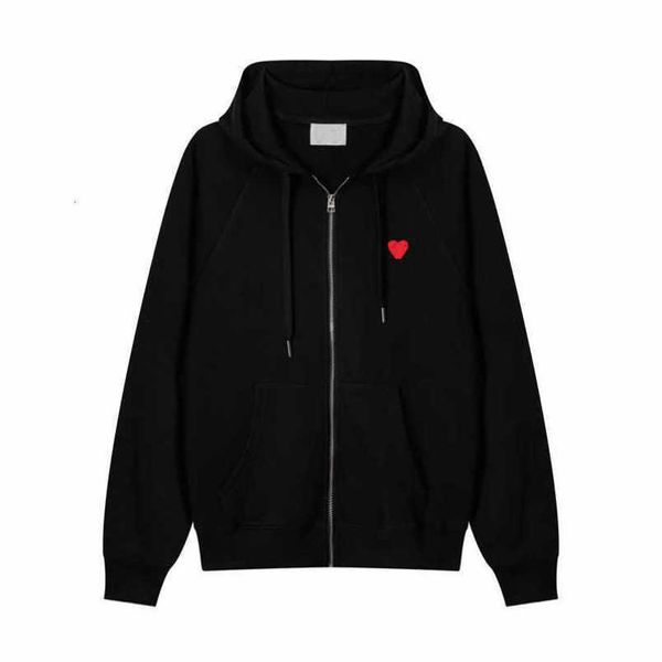 Amis Yeni Paris Çeken Moda Erkek Kadın Tasarımcı Amipull Hoodie Kazak Kazak İşlemeli Kırmızı Kalp Küçük Logo Haldigan Unisex Fermuar Amisweater Jumper WE02