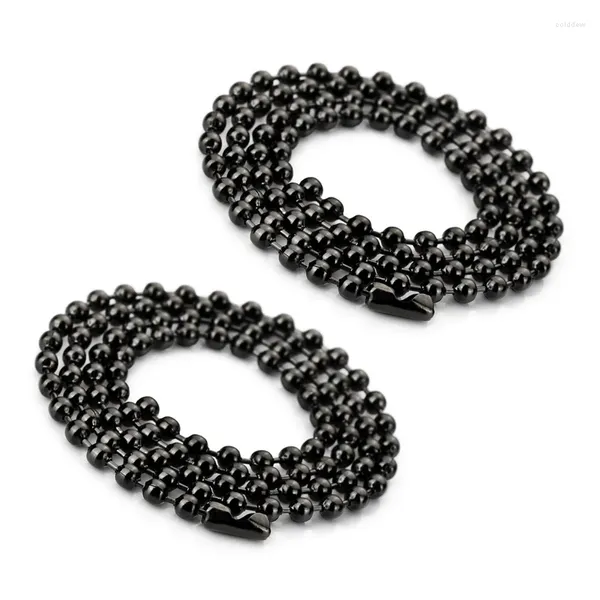 Collane con ciondolo 2 pezzi 3,2 mm grande collana di perle con sfera in acciaio inossidabile catena a maglie uomo nero lunghezza 73 cm