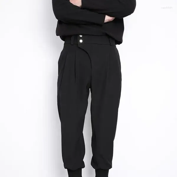 Мужские брюки 2023, весенне-осенний модный повседневный костюм, мужские однотонные облегающие брюки до щиколотки, мужские прямые брюки, мужские A104