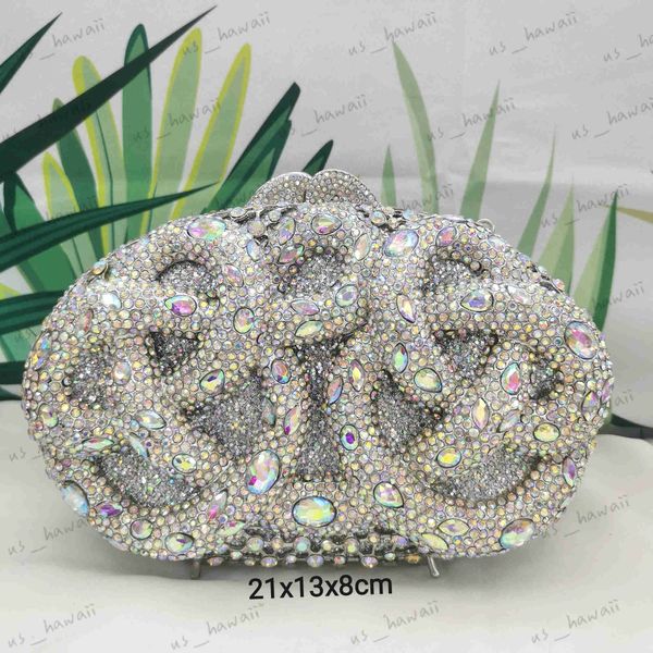 Sacos de noite Lady Hot rosa / verde / prata strass sacos de luxo moda feminina diamante cristal embreagem elegante ouro metal casamento jantar bolsas t231214