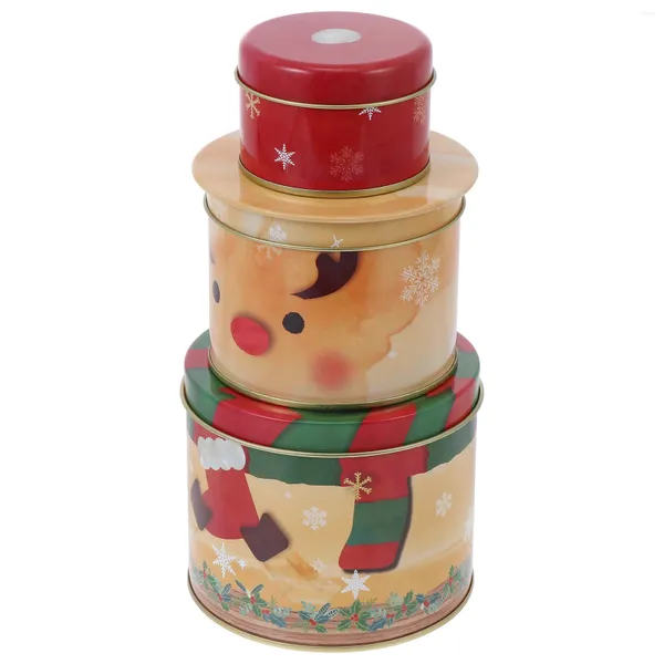 Бутылки для хранения Рождественская жестяная коробка Контейнеры для еды с крышками Жестяные банки Печенье Конфеты Детские