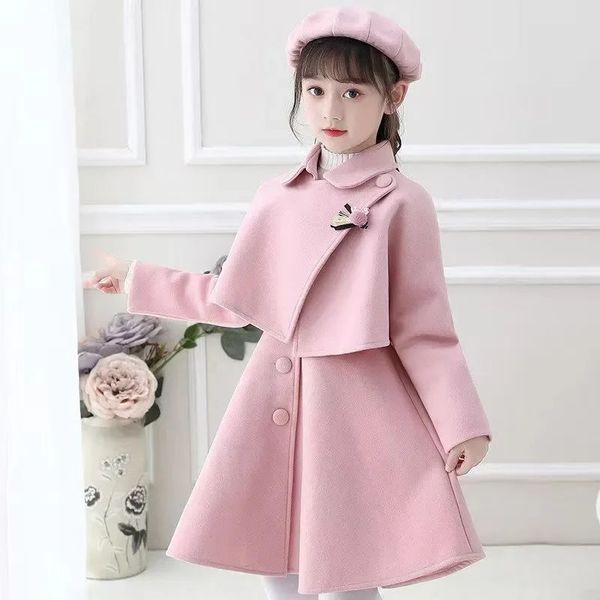 Vestidos da menina menina outono inverno vestido conjunto estilo étnico pequeno três peças de lã desempenho coreano roupas infantis 231214