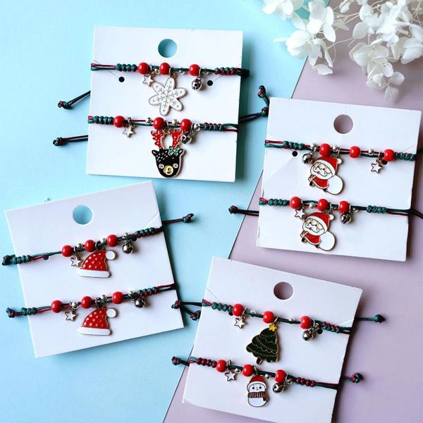 Link Armbänder 2023 1PCS Weihnachten Emaille Weihnachtsbaum Glocke Santa Schneeflocke Armband Charms Für Frauen Männer Geschenke Trendy Schmuck