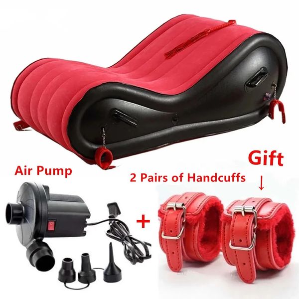 Mobiliário sexual vermelho inflável sexo sofá móveis 440lb capacidade de carga EP PVC travesseiro almofada de ar cama cadeira para casais adultos homens mulheres 231214