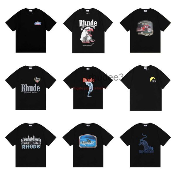 Designer Mode Kleidung T-Shirts T-Shirt Rhude American High Street Marke Sommer Casual Cartoon Leopard Tiermuster Gedruckt Kurzarm T-Shirts für Männer HDMU