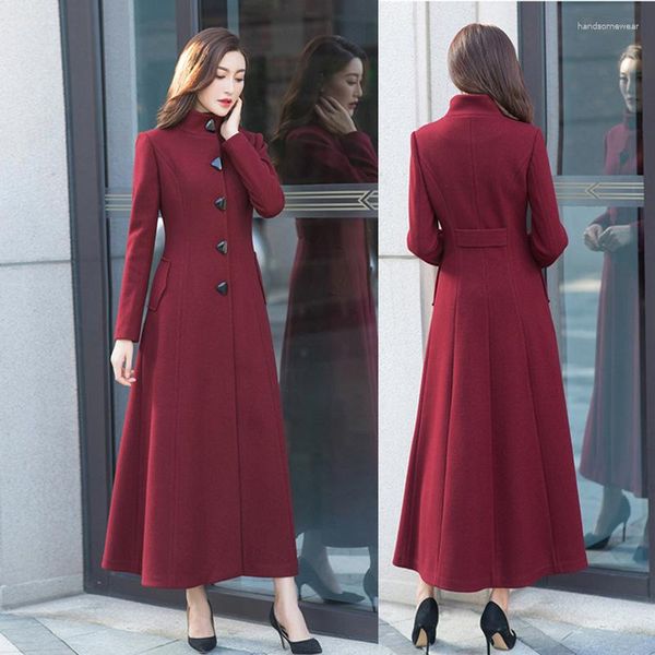 Women's Wool Women Wooline Coat inverno Giacca elegante Slim Trench Long Spesse Tops calde Abito vintage OverCOAT