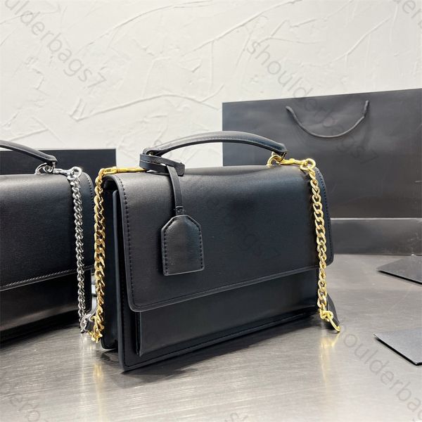 borsa di design di lusso in pelle liscia marca logo oro argento con portachiavi busta borsa multifunzione pochette con patta catena borse a tracolla a tracolla da donna