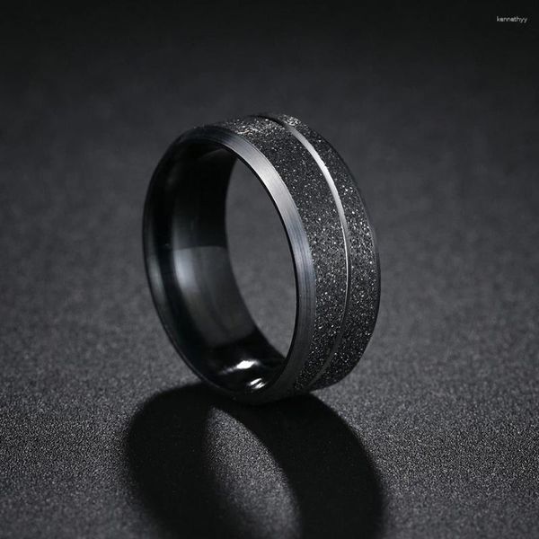 Cluster Ringe Mode Einfache Edelstahl Frosted Finger Für Männer Frauen Hochzeit Schmuck Verlobung Jahrestag Geschenke 2023