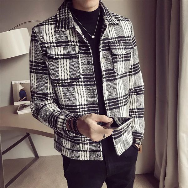 Männer Wolle Mischungen Männer Woolen Trenchcoat Herbst Winter Dicken Mantel Kurze Jacke Britischen Koreanischen Trendy Mischungen 231213