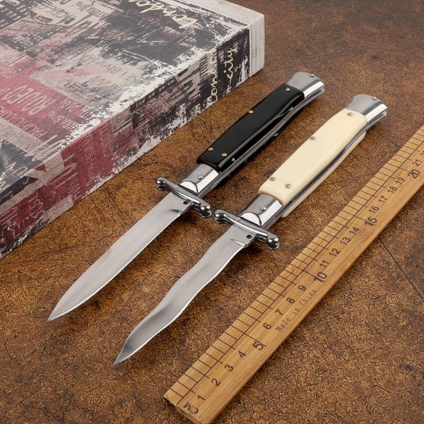 9-inch quick opening tactical kitchen fruit folding knife 440c mirror blade steel outdoor EDC hunting tool self-defense collection