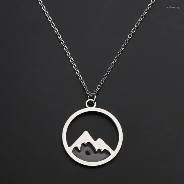 Ketten Edelstahl Senfsamen Halskette für Frauen Mann Mountain Hill Silber Gold Farbe Anhänger Glaube Schmuck